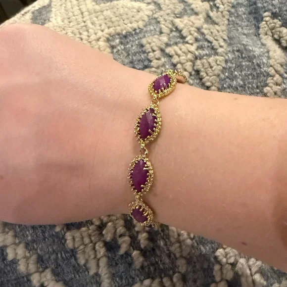 Kendra Scott Gold link Bracelet with Purple Stones - Picture 1 of 4